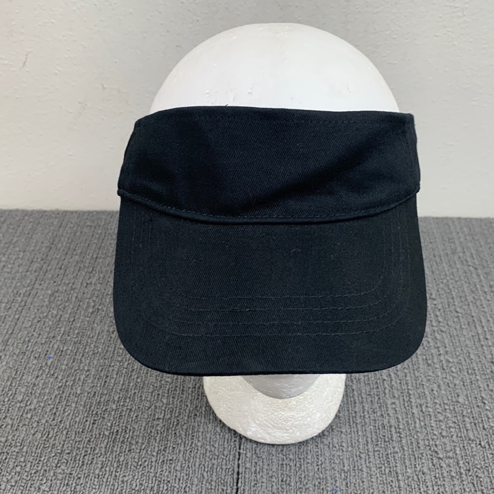 Visor Unisex OSFM Solid Black Adjustable Strapback Cap